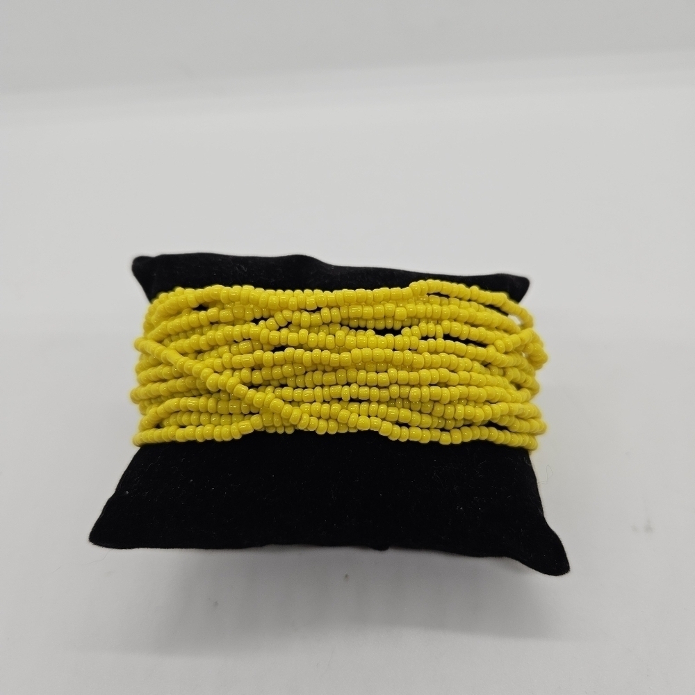 bright yellow seed bead multi-strand bracelet